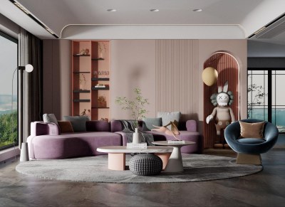 现代家居客厅3D模型下载